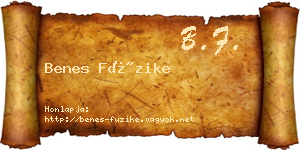 Benes Füzike névjegykártya